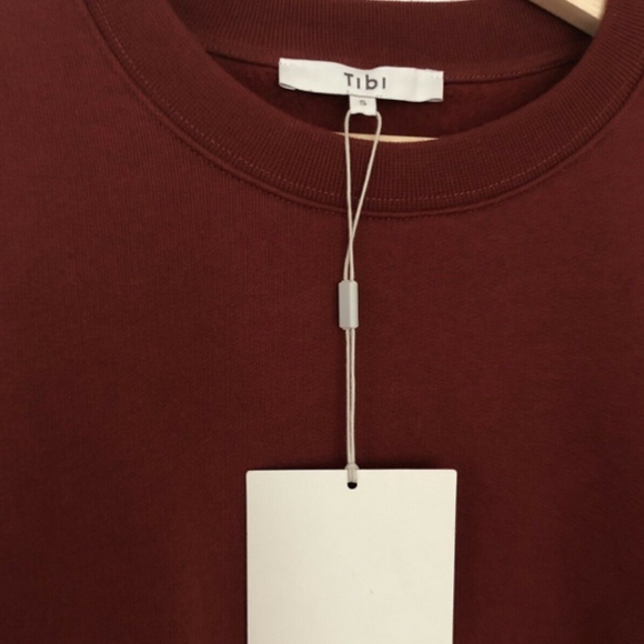 TIBI Brick Red Sweatshirt with Balloon/Gathered  Sleeves - Picture 4 of 5
